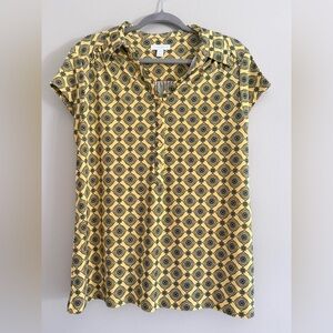 Women's Charter Club Blouse Size XL Yellow Blue